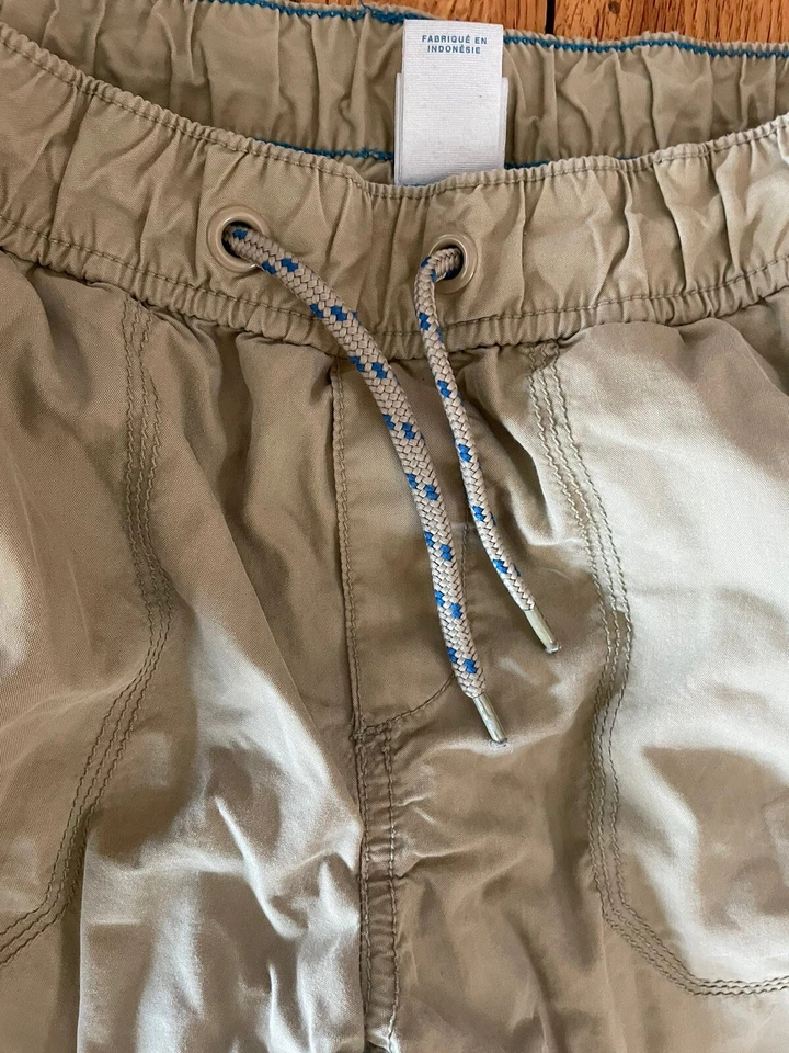 Boys Jersey Lined Cargo Pants S L 12/14 Tan W Blue Lining - Image 3 of 4