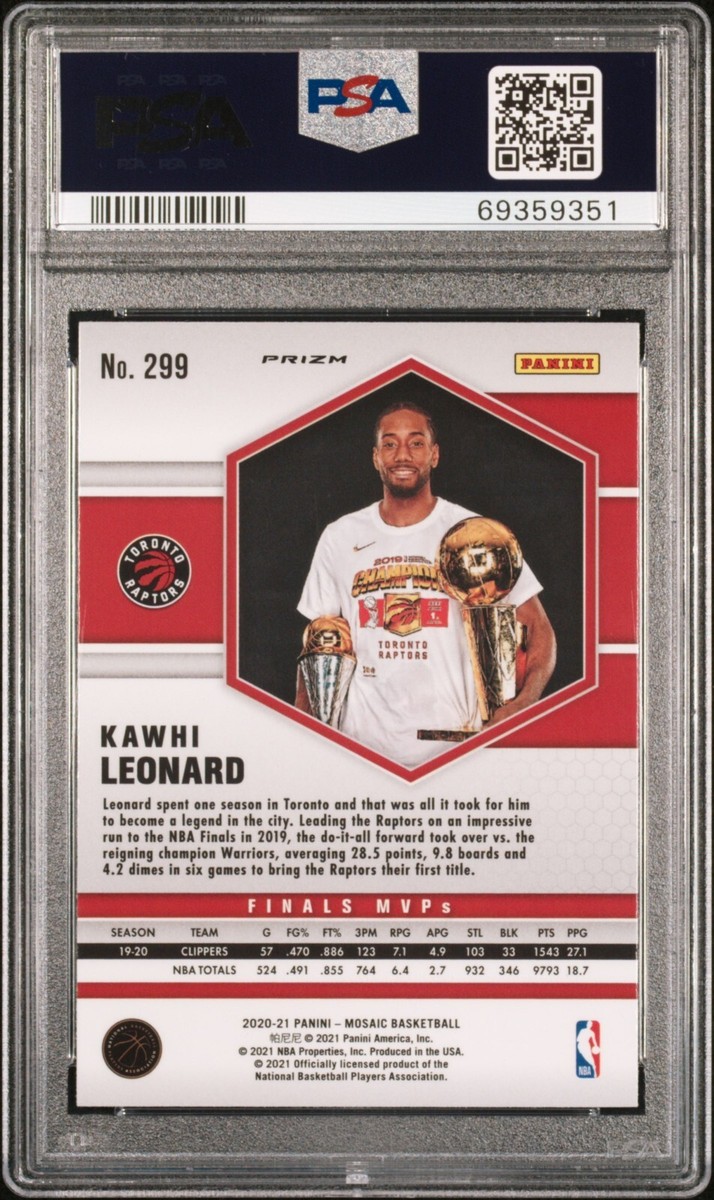 2020-21 Mosaic Genesis #299 Kawhi Leonard Finals MVPs PSA 9