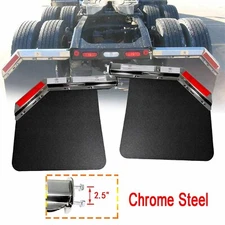 For Semi Truck Spring Loaded Mud Flap Hanger Kit Angled 2.5"& Mud Flap 24"x24"