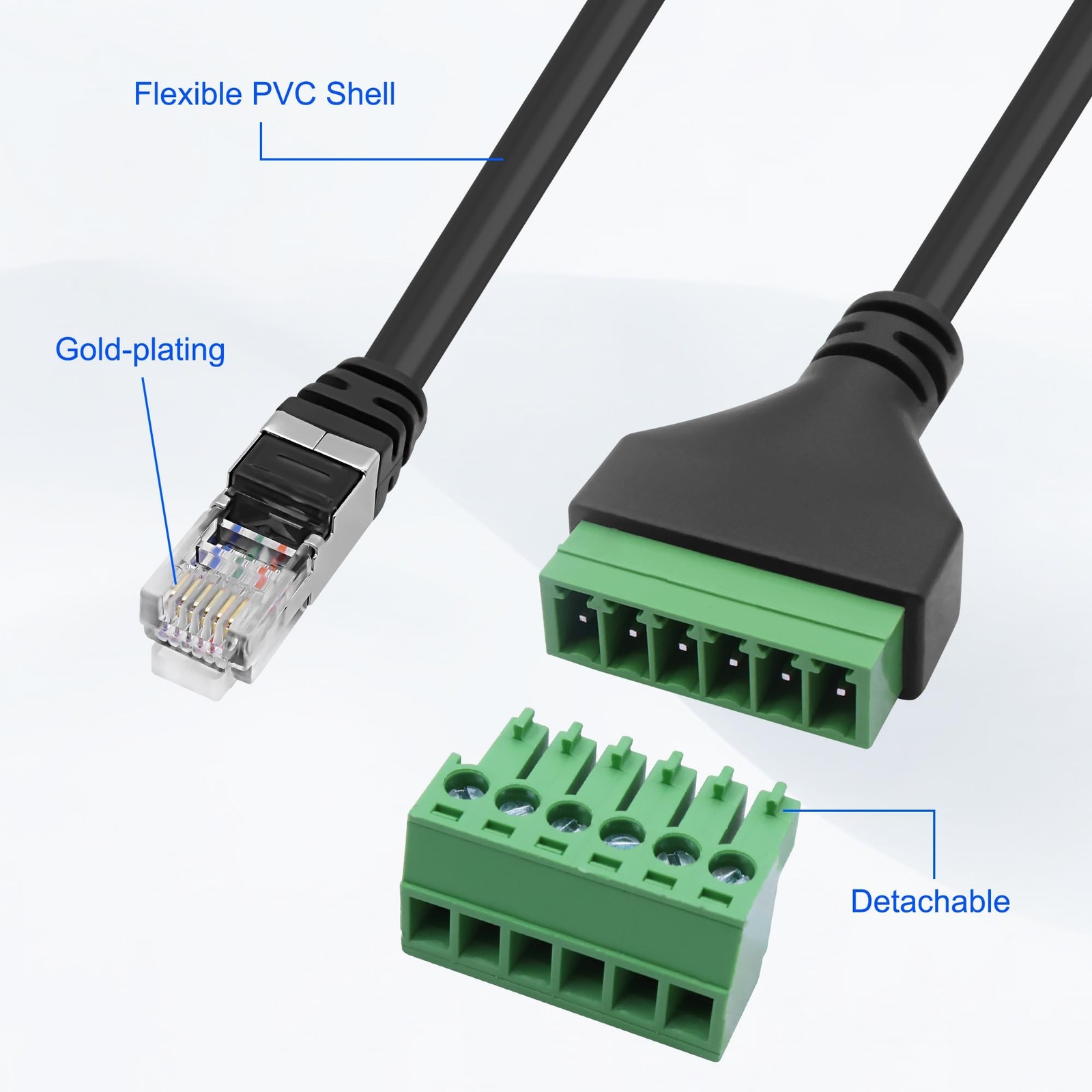 RJ12 Screw Terminal RJ12 6P6C to 6 Pin Solderless Connector Adapter Extension