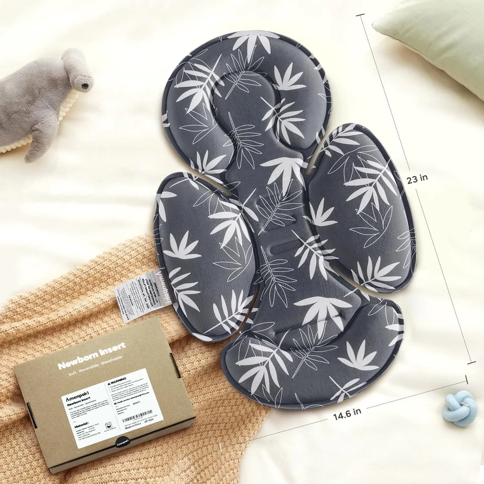 Inserto de asiento de coche para bebé, soporte de cuerpo para cabeza de bebé para almohadillas de cojín para recién nacido, compatible Foto 2 de 4