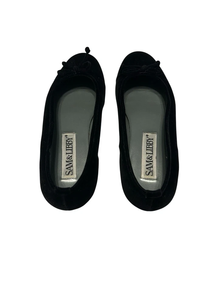 SAPATOS DE BALÉ SAM & LIBBY VELUDO PRETO SOLA DE COURO 6 1/2 M COM CAIXA - Imagem 4 de 4