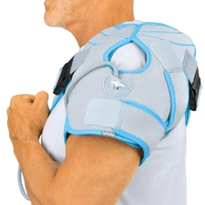 Shoulder Ice Pack Brace - Cold Compression Wrap with Pump - Supports Rotator ...