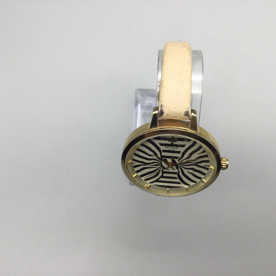 Kate Spade Metro Watch Womens 34mm Bow Stripe Dial Gold Tone New Battery - Image 3 of 4