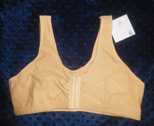 ABC Mastectomy Bra Beige Style 110 Pocketed Front Close Stretch Cotton M A/B