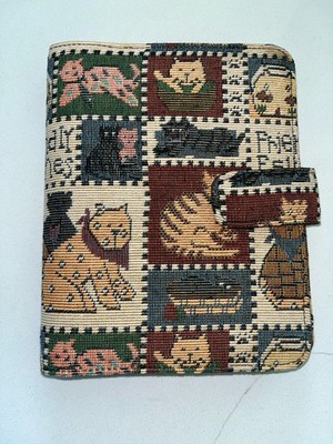 Vintage Cat Friendly Felines Tapestry Fabric Covered Filofax Notebook