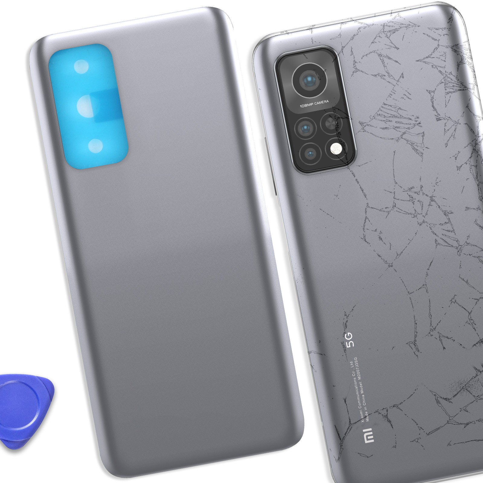 Vitre arrière Xiaomi Mi 10T Pro Clappio argent de remplacement pour smartphone