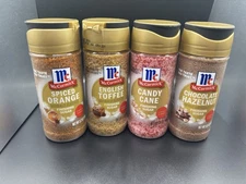 NEW McCormick Finishing Sugar Lot of 4: Toffee~Spiced Orange~Candy Cane~Hazelnut