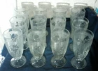 Lot of 12 Jeannette Iris & Herringbone Clear 8 Oz Footed Tumblers  Depression