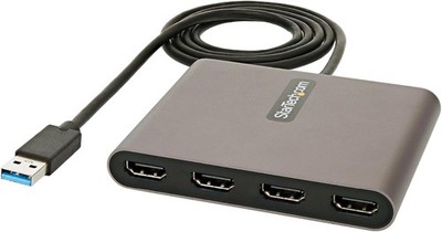 StarTech.com USB 3.0 to Quad HDMI Adapter, 4x Monitor Space Gray 