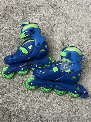 2PM SPORTS Kids Youth Inline Skates Blue & Green LARGE Y 4-7 Outdoor Activity