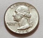 1964 Washington Quarter • AU Slider Look 90% Silver • Strong Detail NMM  X51