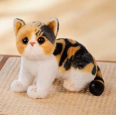 Calico Kitten Cat Plush Toy 10'' Stuffed Animal Toddler Doll Gift for Kids