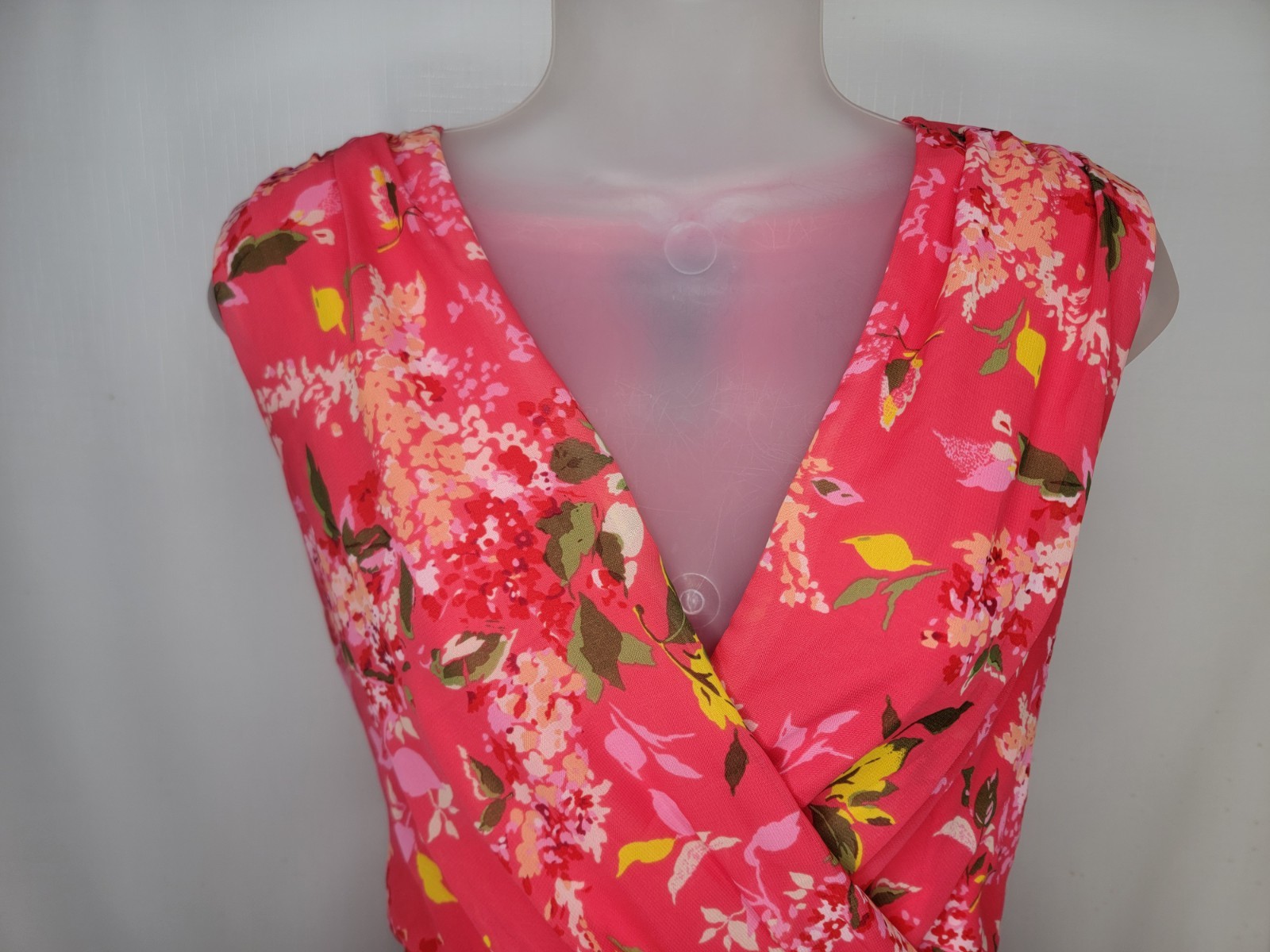 ME George Dress Size 10 Ruffle Sleeveless A-Line Salmon Pink Floral