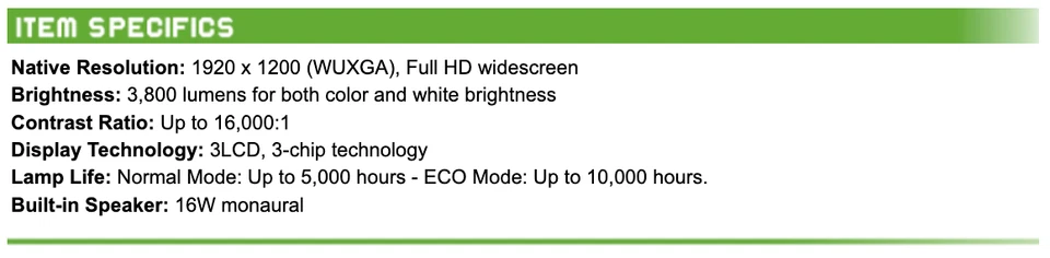 Epson BrightLink 696Ui 3LCD Projector - Lamp Hours: 215 Normal / 1214 Eco - Image 2 of 4
