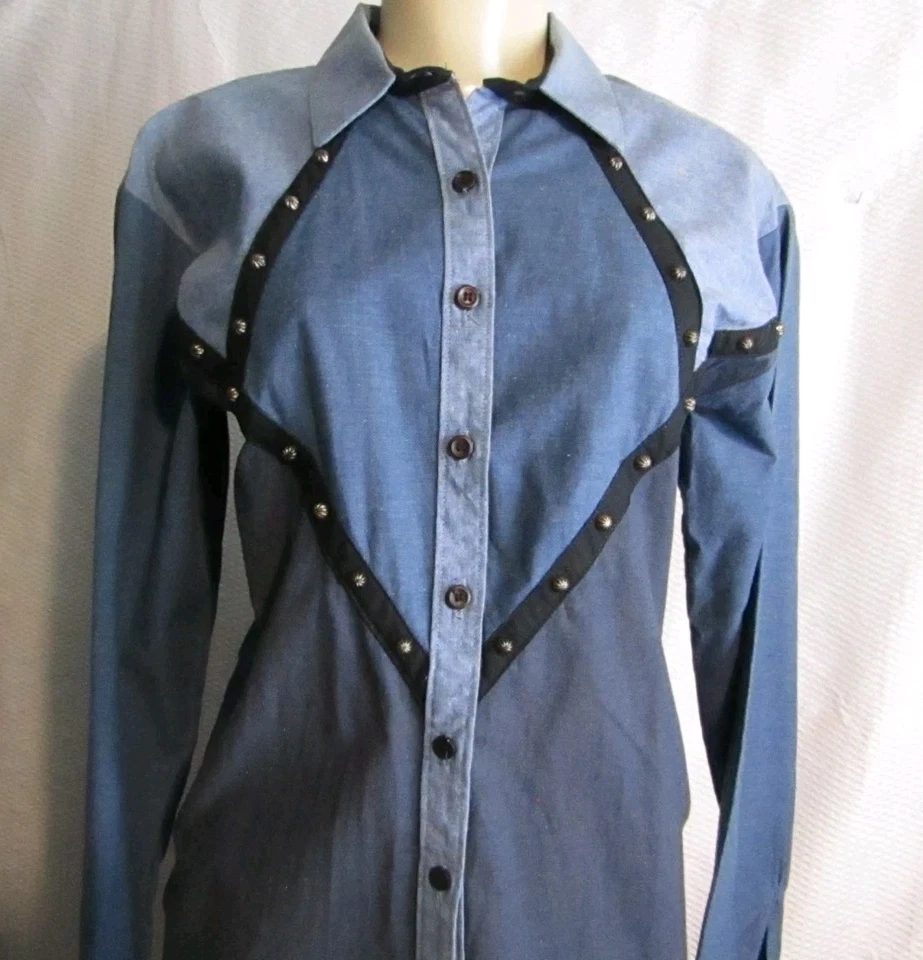 Conjunto Maxi Falda y Camisa Vaquera Occidental De Colección Panhandle Ajustada en Niveles Denim Talla S ALTO Foto 4 de 4