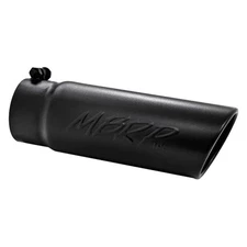 Exhaust Tip Stainless Steel Round Rolled Edge Angle Cut Clamp-On Black Exhaust