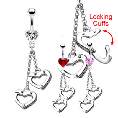  Herz Handschellen Bauchnabel Piercing Schmuck 10mm 12 mm Love Cuffs Kristall