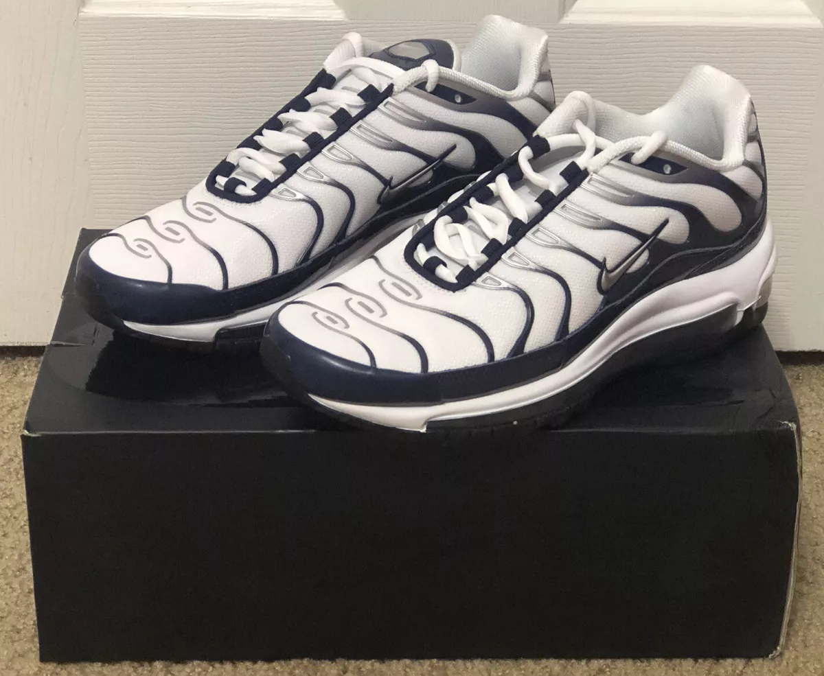 Leonardoda Renunciar toma una foto Nike Air Max 97 Plus 'Silver Shark' White/Navy/Metallic AH8144-100 Men Sz 6  | eBay