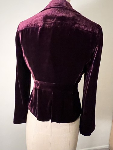 Vintage Silk Blend Velvet Blazer Jacket Womens 2P Burgundy 1940s Goth Nine West - Picture 3 of 13
