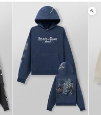 YOUNGLA AOT© Attack On Titan Large Blue Hoodie WINGS OF FREEDOM New Sold Out