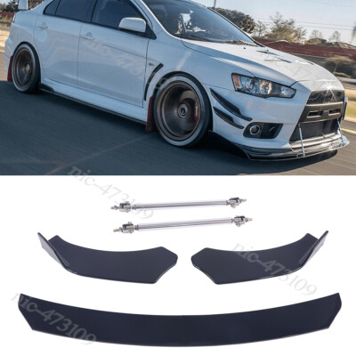For Bens Front Bumper Lip Splitter Spoiler Body Kit Glossy Silver Strut Rods