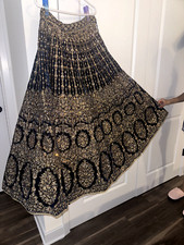 Chiffon Indigo Blue Bridal Lehenga Manyavar Mohey