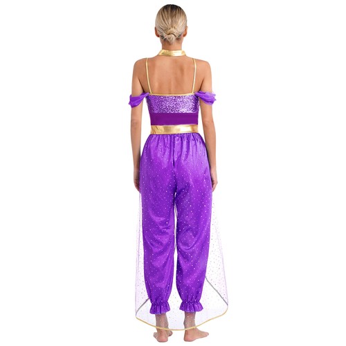 Womens Costume Metallic Dancewear Sleeveless Belly Performance Cosplay Sequin - Picture 16 of 44