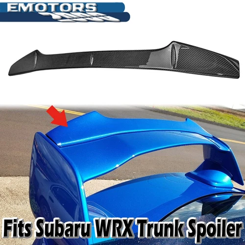 2015-21 Carbon Fiber Fit For Subaru WRX STI 4TH Sedan Trunk Spoiler Gurney Flap