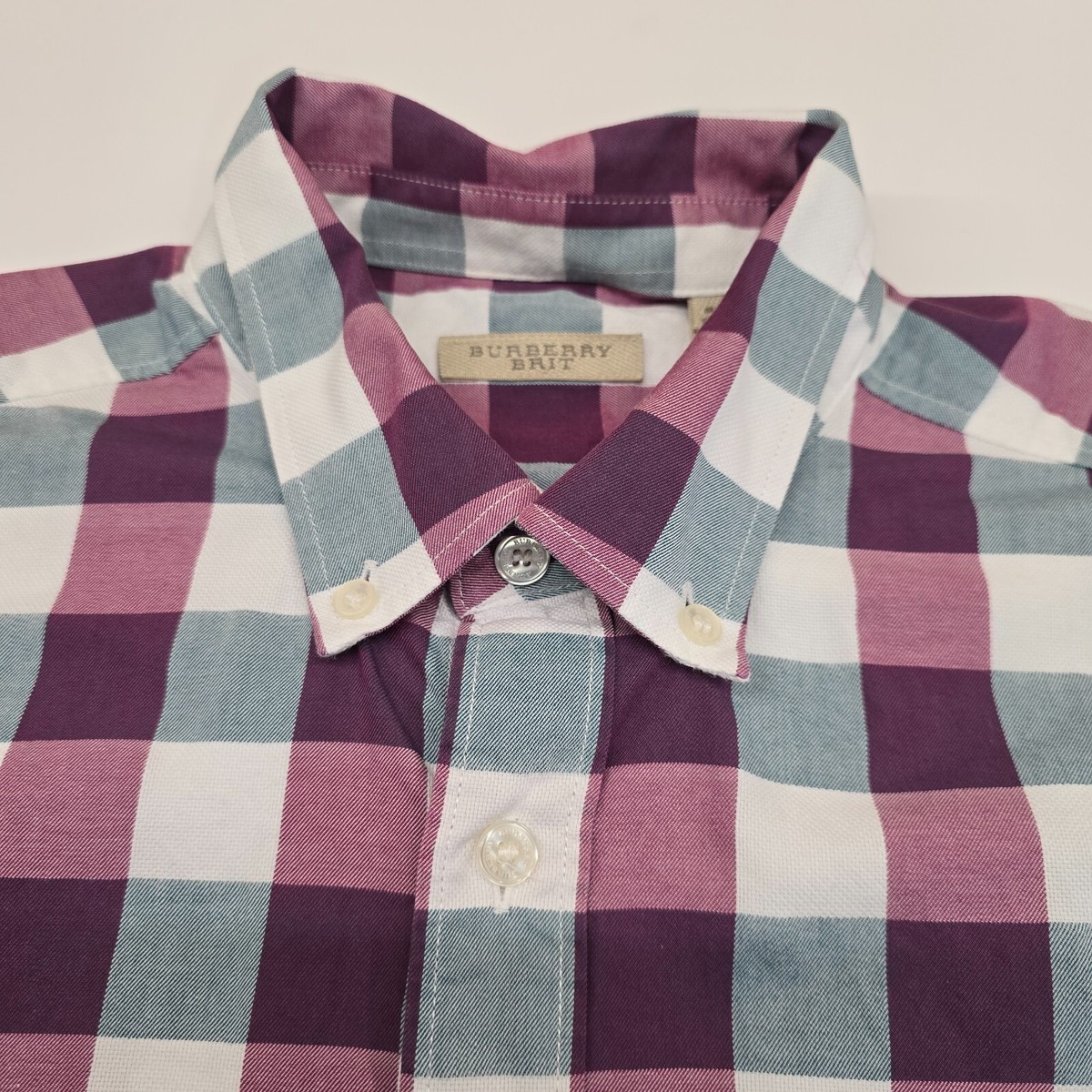 BURBERRY BRITメガチェックシャツ半袖ピンクパープルバーバリーブリット BURBERRYLONDONピンク系メガチェック柄長袖シャツ希少40ゆったり