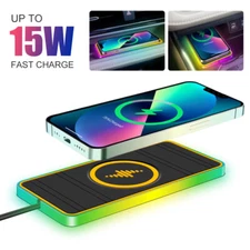15W Fast Charging Pad Car Wireless Charger Anti-skid Mat Holder w/LED Light!