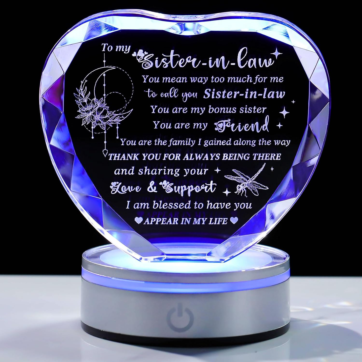 Unique Laser-Engraved Crystal Gift for Sister-in-Law's Birthday
