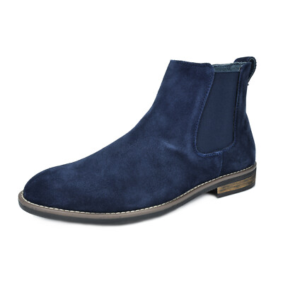 Men Suede Leather Chelsea Ankle Boots Slip On Casual Dress Shoes