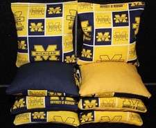 Cornhole Bean Bags made w UNIVERSITY OF MICHIGAN U of M Fabric 8 ACA Regulation