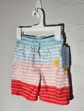 NEW Boys' Striped Colorblock Volley Swim Trunks - Cat  Jack  XS 4/5 