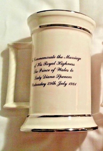 Charles and Diana Marriage Commemorative Stein Silva Staffordshire England - A - Imagen 2 de 4