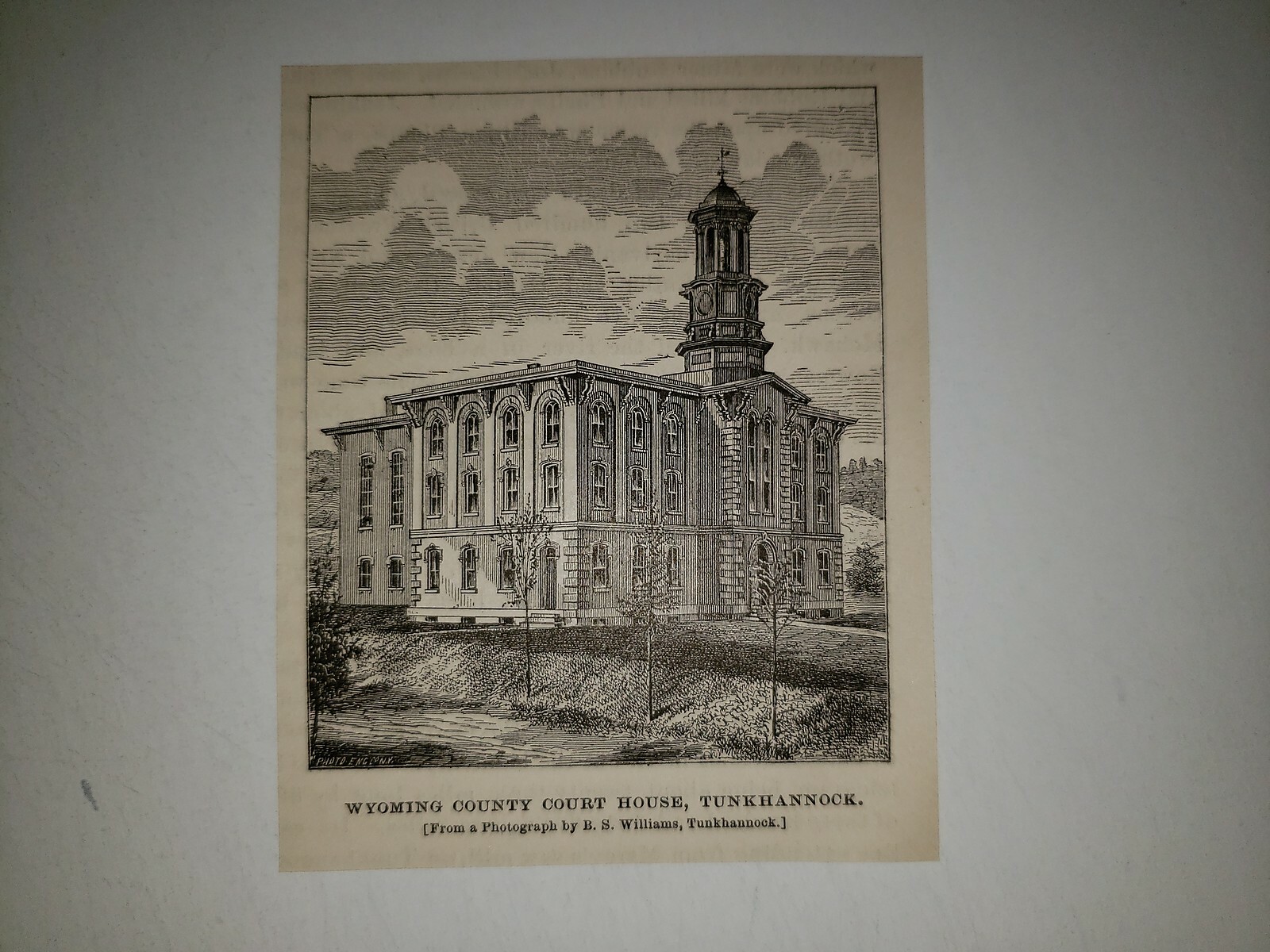 Tunkhannock Wyoming County Court House Pennsylvania 1876 Sketch Print