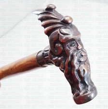 Victorian Human Face Head Handle Wooden Walking Stick Cane Gift for Men/Women