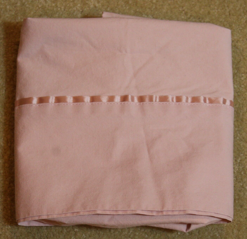 Martex Pillowcase Pink Solid Ribbon Standard 100% Cotton Made in USA Vintage - Imagen 2 de 8