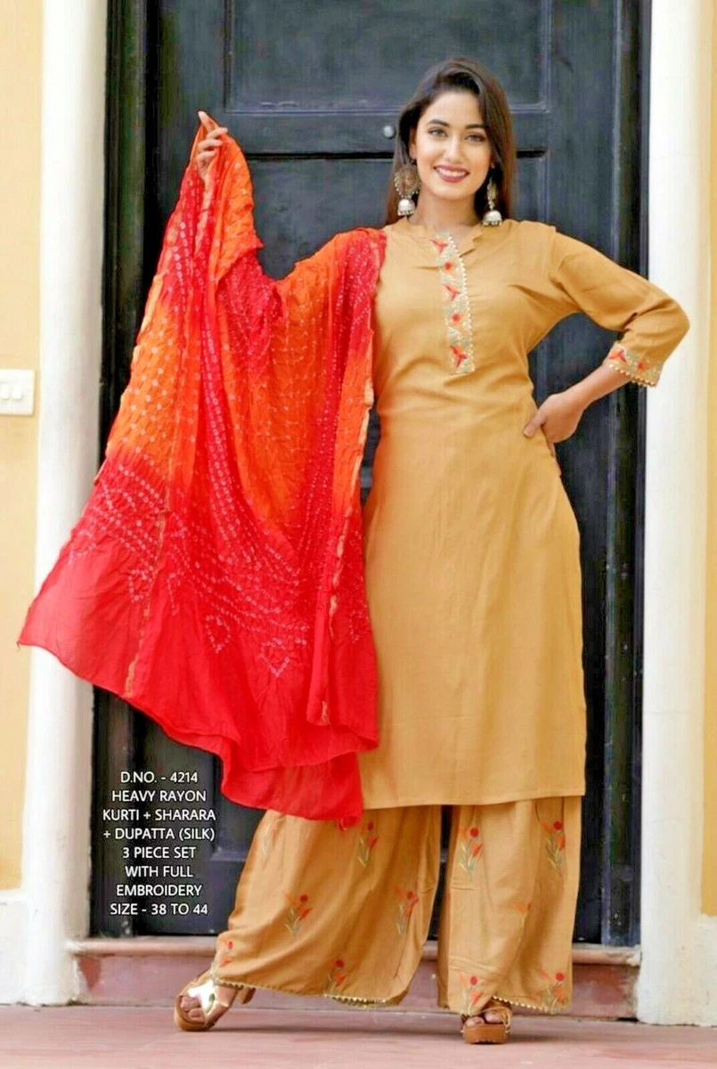 Pantalon de bas indien Bollywood femmes Kurti Kurta Dupatta