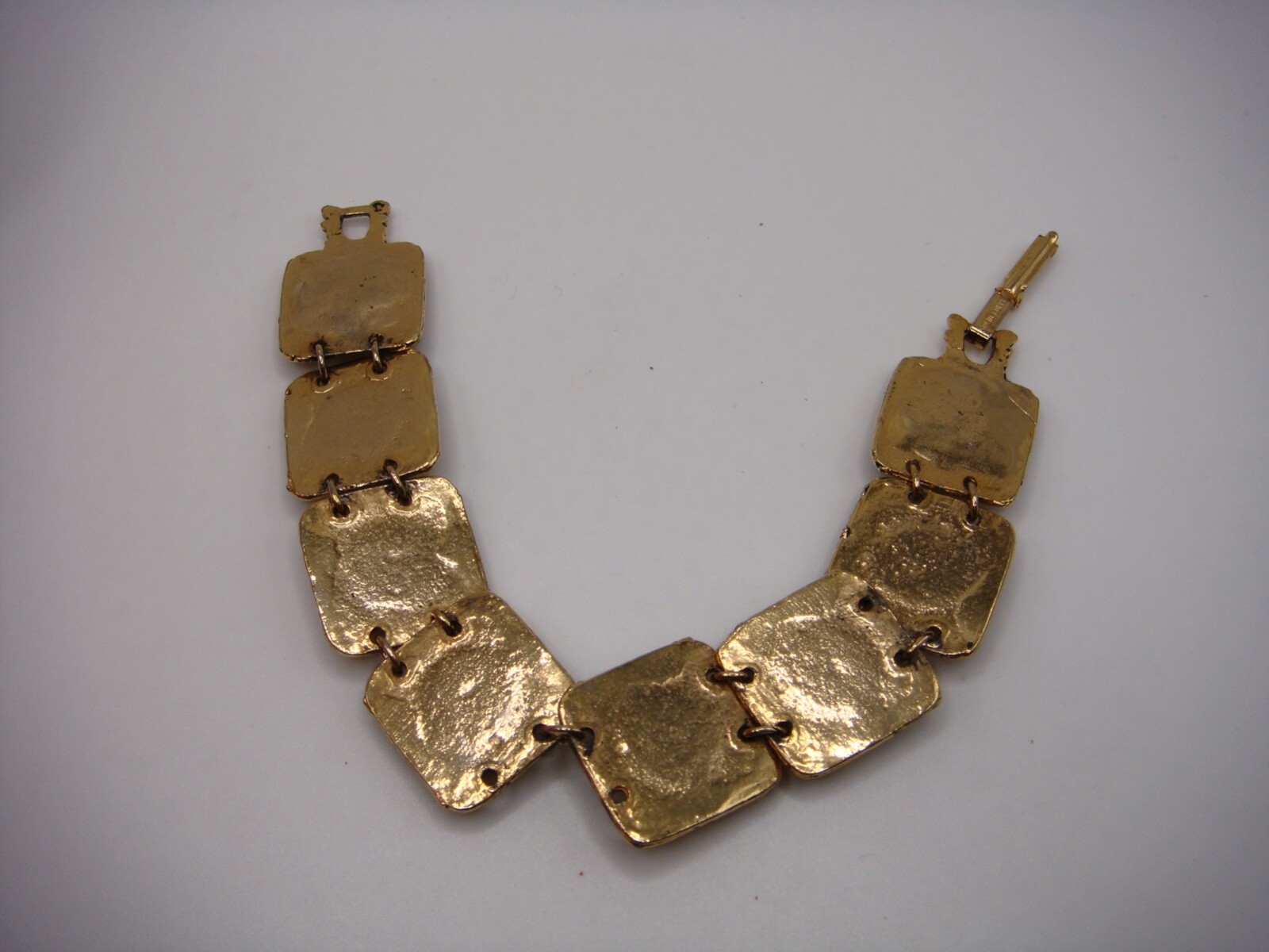 VINTAGE SIGNED SOLID COPPER GOLD TONE MULTI PANEL… - image 5