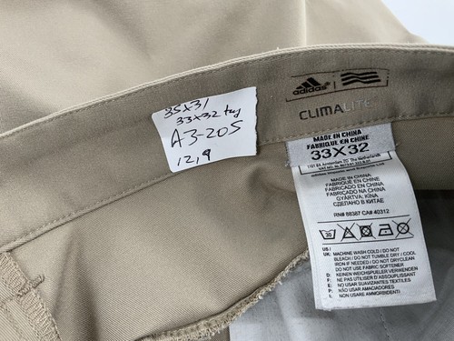 Adidas ClimaLite Golf Pants Men 35x31 (33x32 Tag) Tan Poly Flat Mint YGI D3-132 - Picture 9 of 9