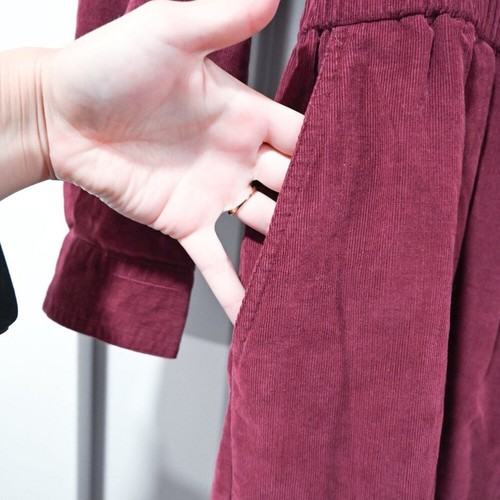 Eddie Bauer Size Large Vintage Corduroy Maroon Prairie Midi Dress - Picture 4 of 8
