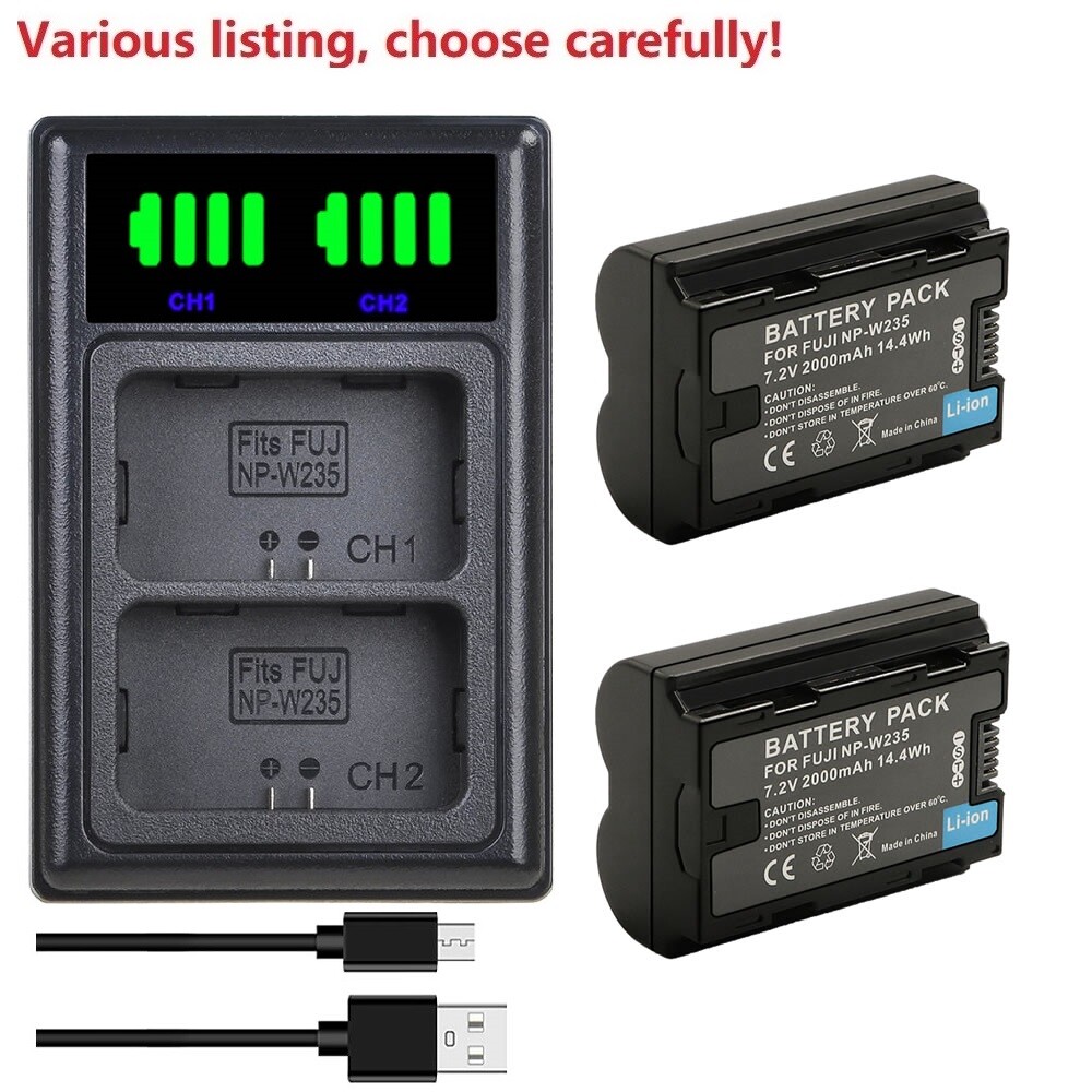 Battery or USB Dual Charger for Fuji NP-W235 NPW235 BC-W235