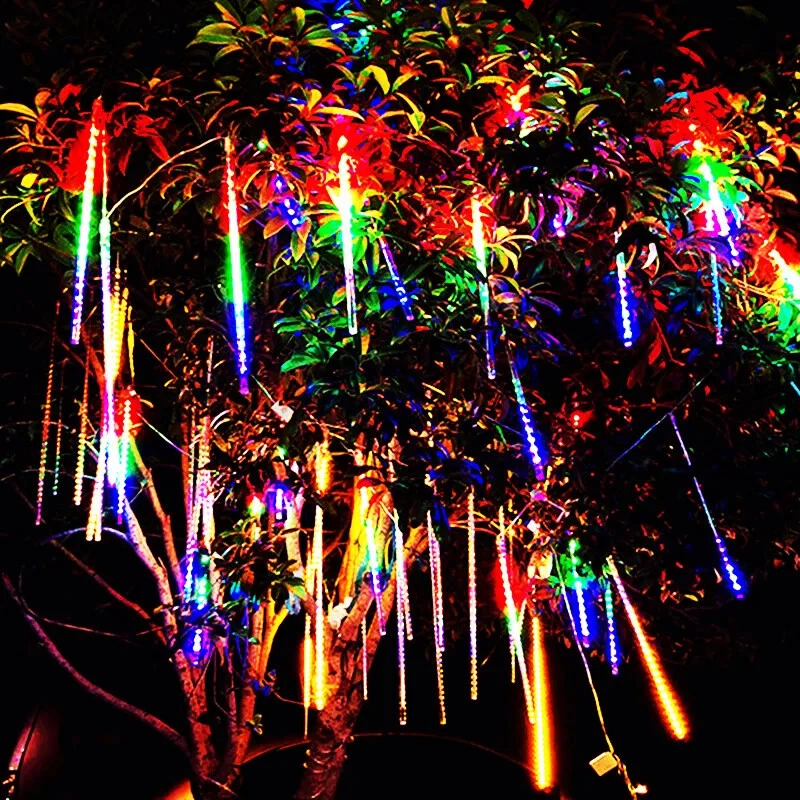 192 LED Meteor Shower Rain Tree String Lights for Garden Party Xmas Outdoor - Image 2 of 4