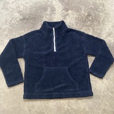 J.Crew Womens XS Navy Sherpa Fleece Pullover Quarter Zip Teddy Sweatshirt