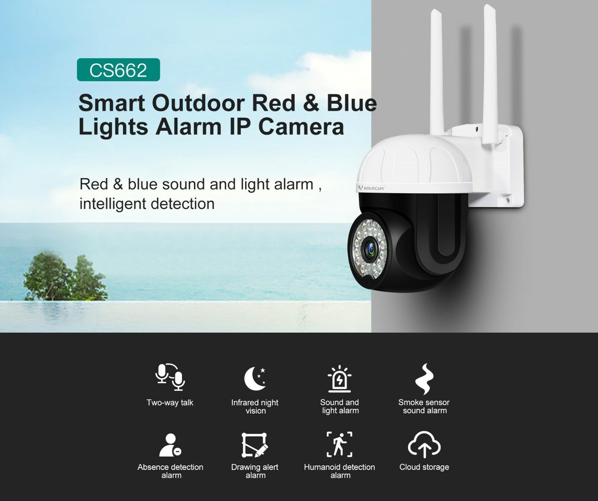Vstarcam CS662 3MP FHD Smart Outdoor Red Blue Light Alarm IP
