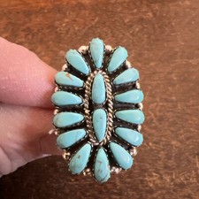 Navajo Cluster Ring Size 5 E Stunning Native American Womens Turquoise Zuni