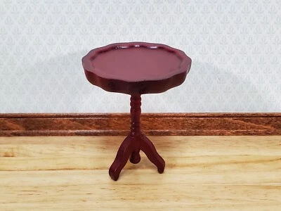 HANDLEY HOUSE Dollhouse Side Table Pie Crust Style Mahogany Finish 1:12 Scale Wood Furniture