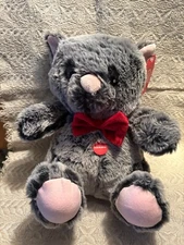 Pet Smart GRAY TEDDY BEAR SQUEAK 12" Plush Stuffed Dog Toy Bow Tie Boy Male NWT